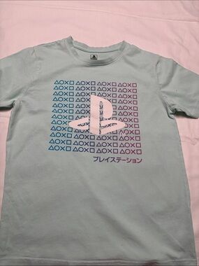 Sony Kids PlayStation Icon Tee - Light Mint with Pink & Blue Print